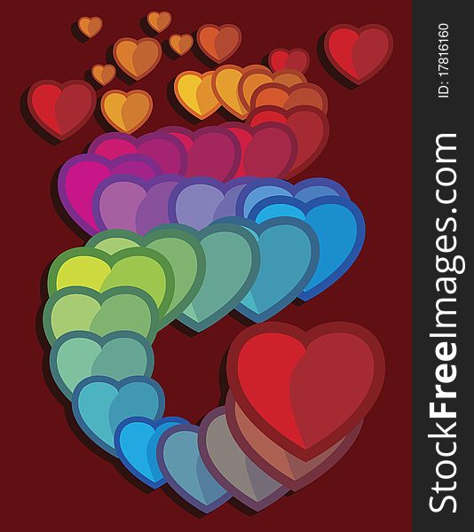 Colored hearts, abstract art illustration