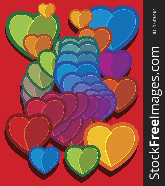 Colored hearts pattern, abstract vector art illustration. Colored hearts pattern, abstract vector art illustration