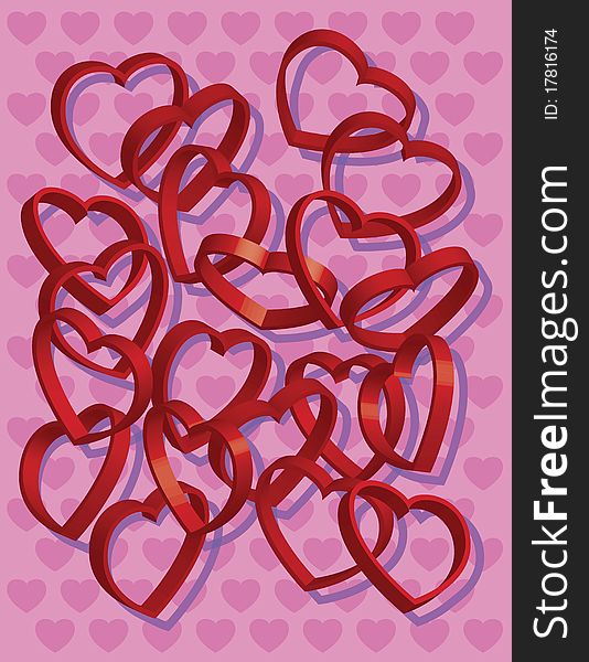 Hearts pattern, abstract vector art illustration