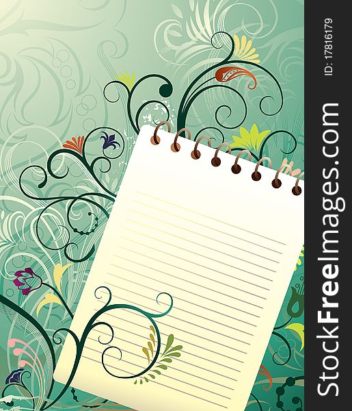 Illustration of paper on abstract floral background. Illustration of paper on abstract floral background.