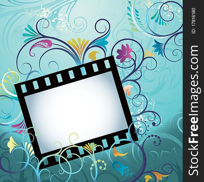 Illustration of film on abstract floral background.