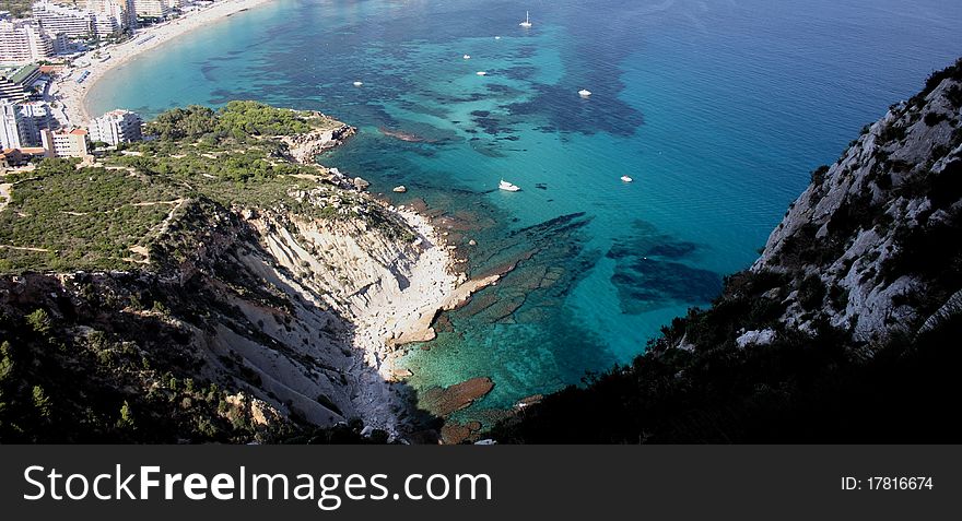 The beaches and cliff of Calpe