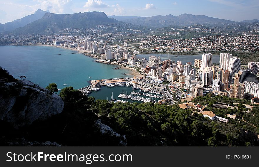 The beaches and cliff of Calpe city