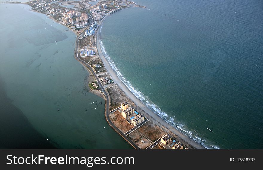 La Manga del Mar Menor, aerial view. La Manga del Mar Menor, aerial view.