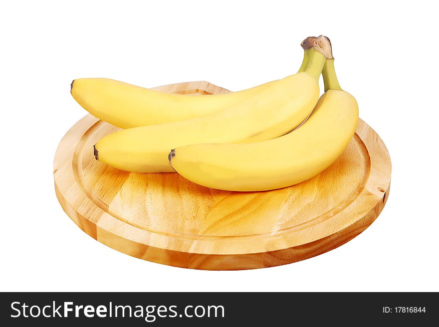 Fruits of bananas lying not a tray