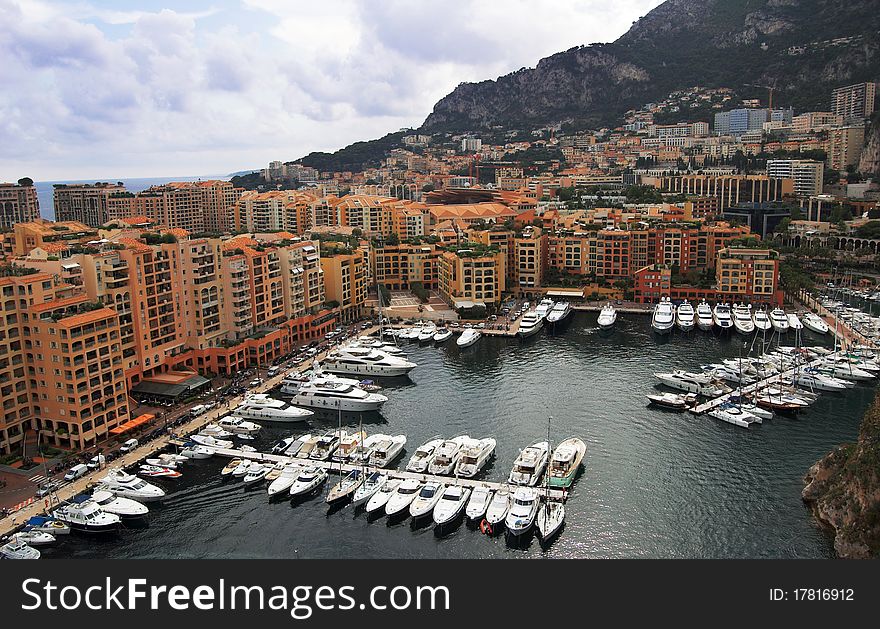 Luxury yachts in the harbor of Monaco.