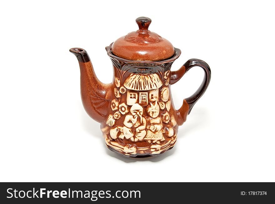 Beautiful ceramic teapot on a white background