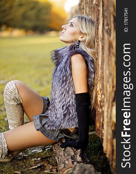 Young Woman Wearing Fur. Winter fashion. Young Woman Wearing Fur. Winter fashion