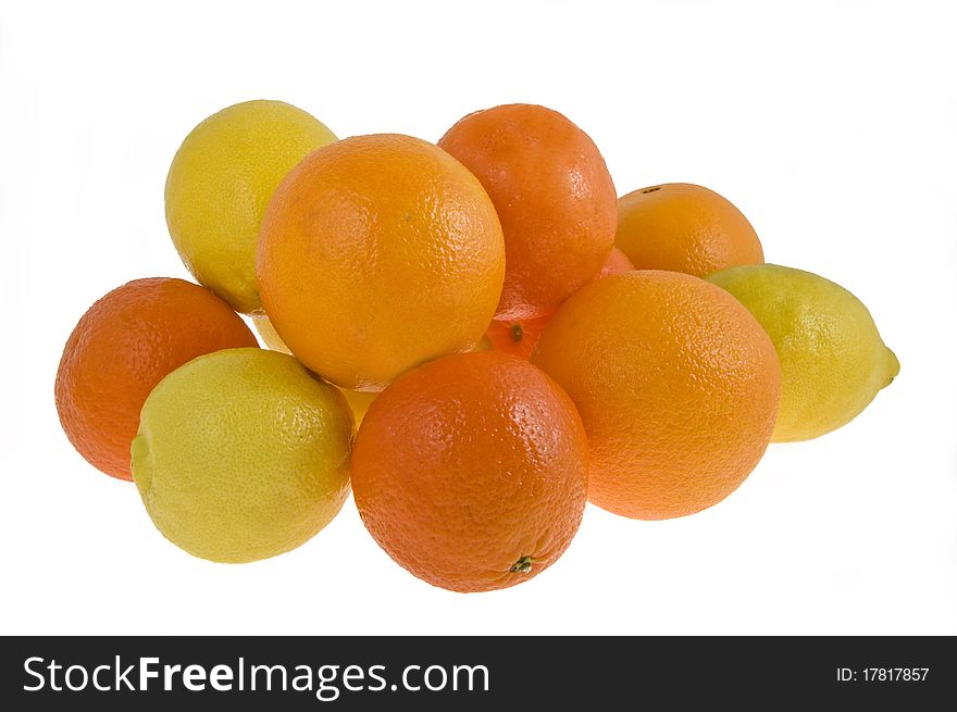 Heap of fruit on a white background