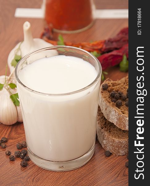 Milk and black bread for the table