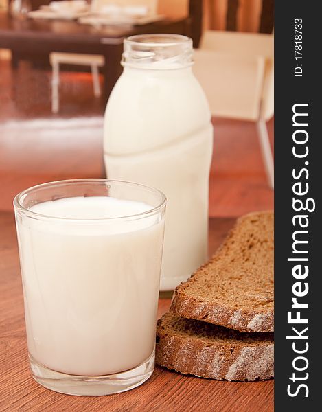 Milk and black bread for the table