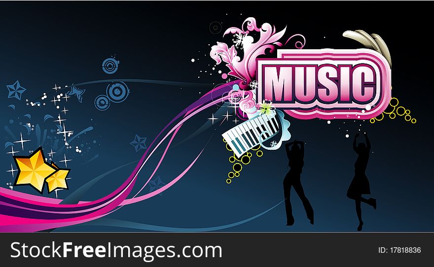 Background night party and women illustration. Background night party and women illustration