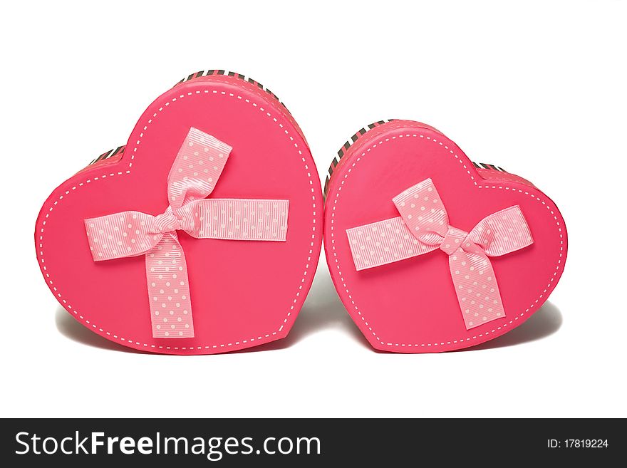 Gift boxes in the form of heart isolated on a white background