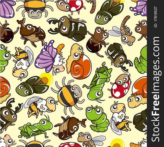 Seamless bug pattern,vector drawing