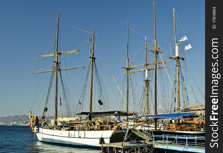 Docked Yachts In Marina Of Eilat