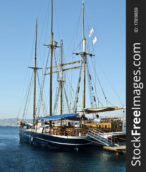 The shot was taken on the northern beach of Eilat city - a modern resort center in the Middle East. The shot was taken on the northern beach of Eilat city - a modern resort center in the Middle East