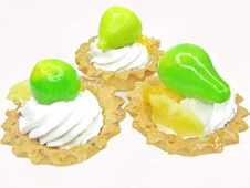 Sweet Fancy Cakes With Green Fruits Stock Photo