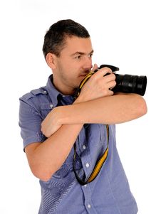Professional Male Photographer Taking Picture Stock Photos