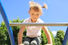 A Child Enters The Ladder On The Playground Stock Image