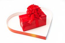 Red Gift Inside A Heart Box Stock Photos Red Gift Inside A Heart Box Stock Photos
