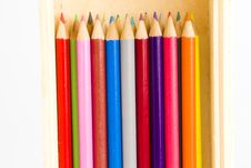 Coloring Pencils In A Wooden Pencil Box Royalty Free Stock Photography Coloring Pencils In A Wooden Pencil Box Royalty Free Stock Photography