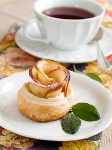 Apple Cake And Tea Stock Photo
