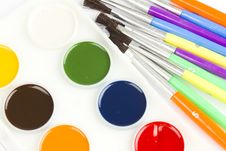 Watercolor Paint And Brushes Stock Photos
