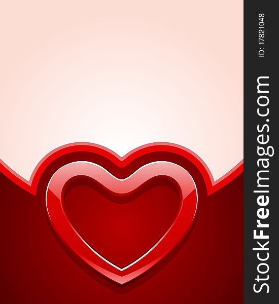 Red glass heart Valentine's day background