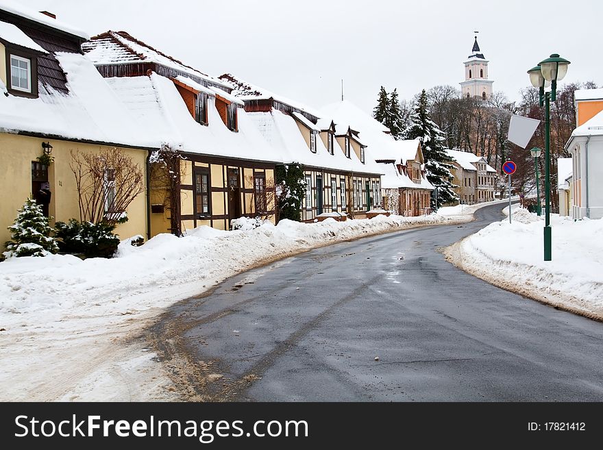 Village of Boitzenburg, Uckermark, Germany, in winter