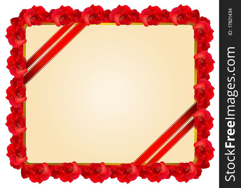 Red rose frame. beautiful illustration for a design
