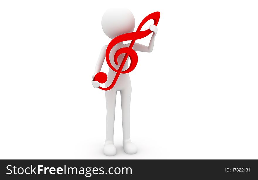 Musical symbols of a person holding the red. Musical symbols of a person holding the red
