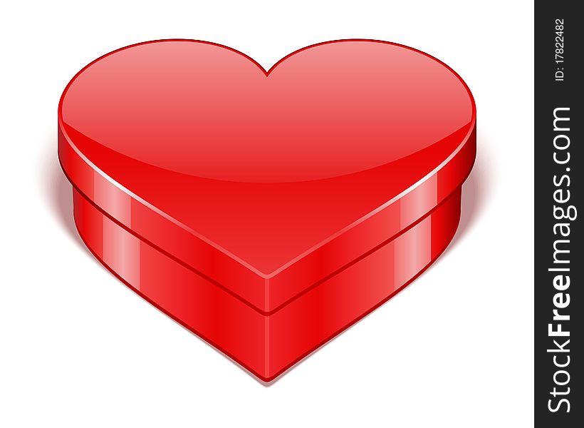 Red shiny heart gift with present Valentine's day illustration