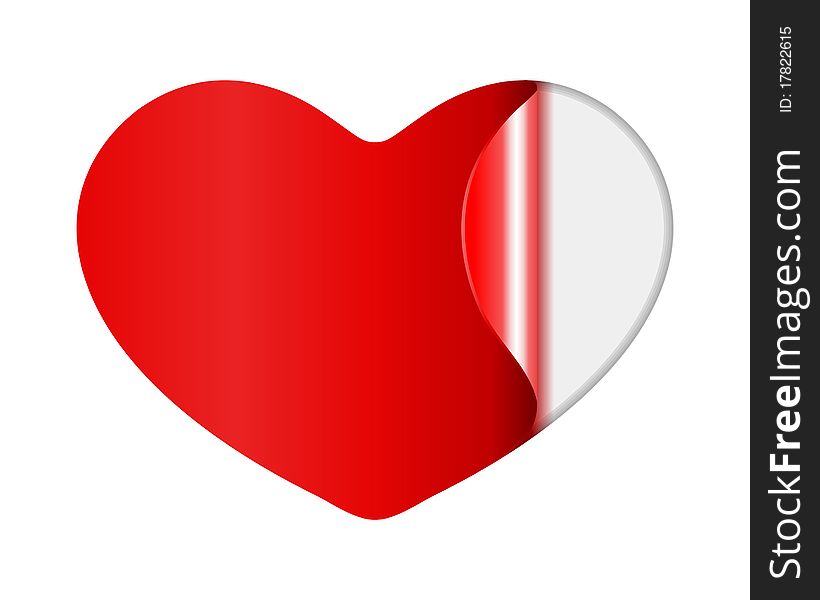 Red shiny heart sticker illustration