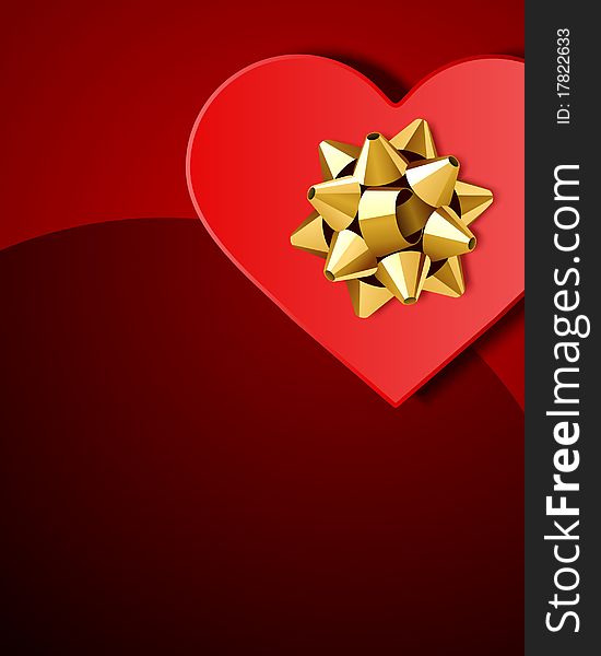 Red gift heart top view Valentine's day background