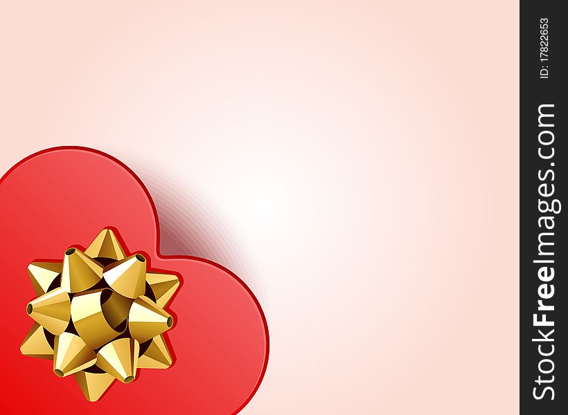 Gift heart with bow top view Valentine's day background