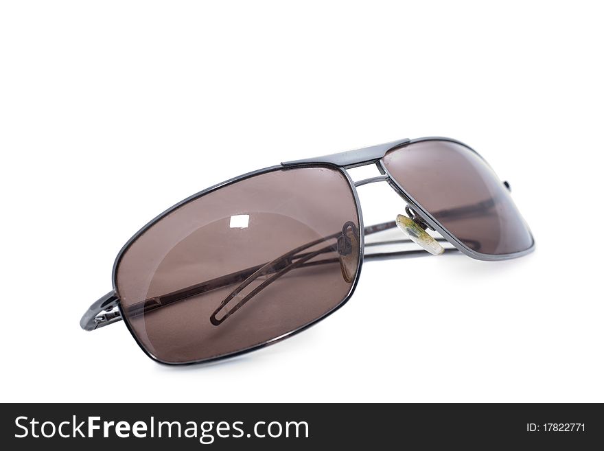 Beautiful and modern sunglasses on a white background
