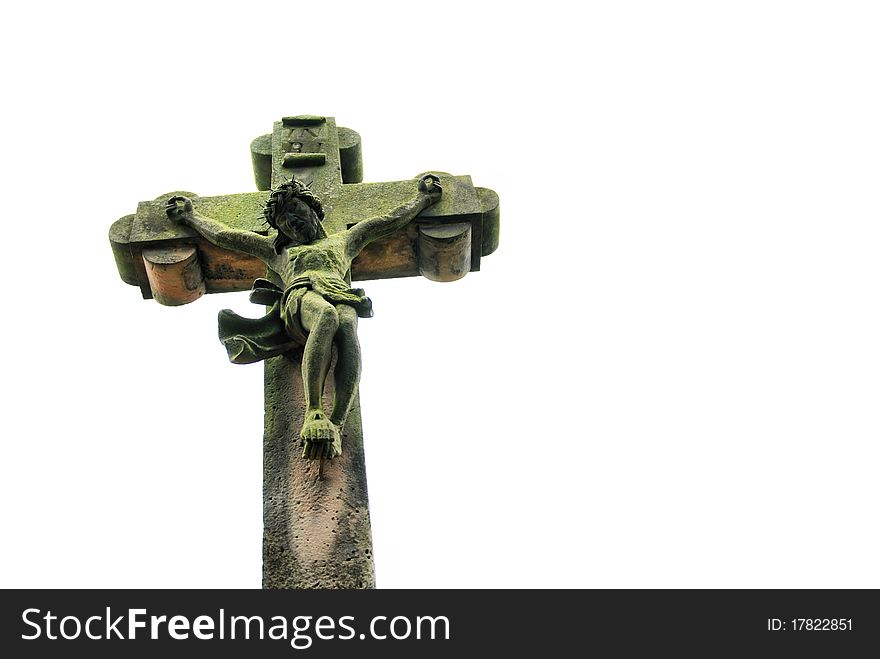 Old cross isolated on a white background