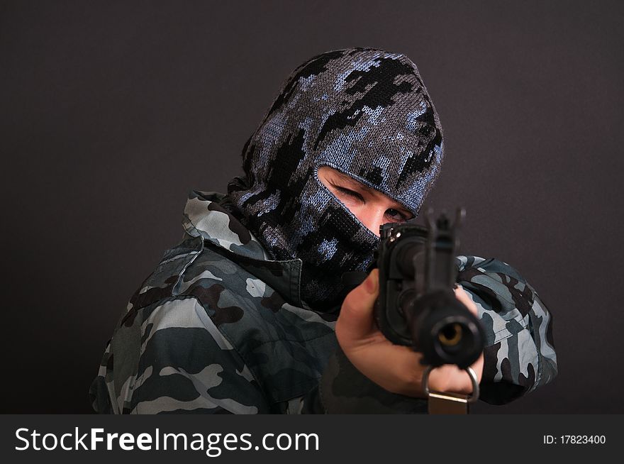 Army girl in camouflage with AK-47. Army girl in camouflage with AK-47