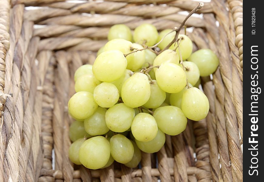 Green grapes in a basket