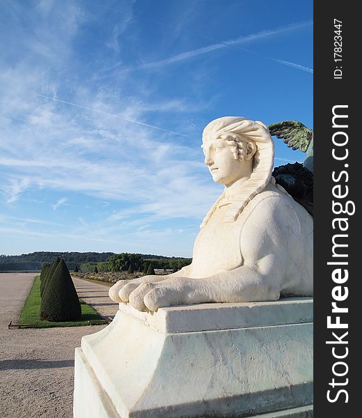 White Sphinx Statue At Versailles Castle France