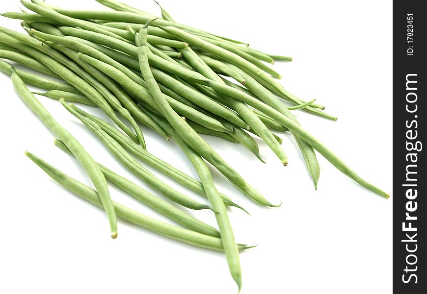 Green beans on a white background