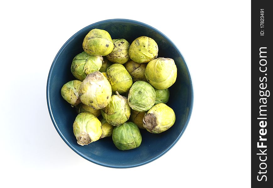 Raw and fresh brussels sprout in a bowl