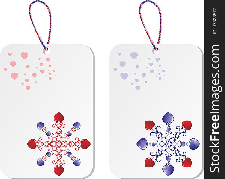 A set of two  images in the form of hearts, valentines for trinkets, perfumes or souvenirs. EPS-format supplied.