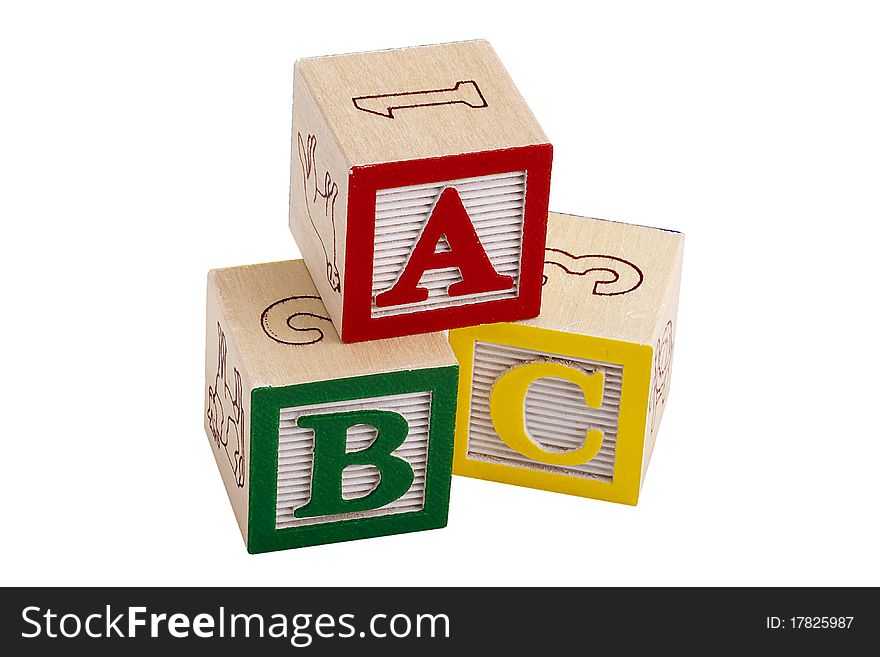 Wooden blocks with letters and numbers for the development of intelligence in children.
