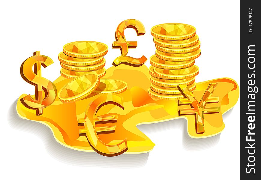 Vector illustration with Golden money.