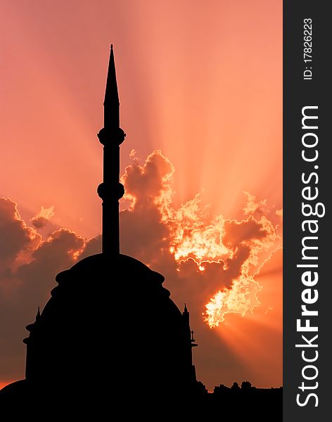 Turkish mosque sunset