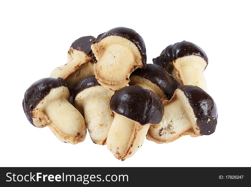 Butter biscuits in the form of the fungus is isolated on a white background