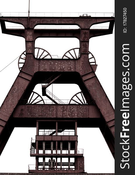 A colliery winding tower in the Ruhrarea, coal mine