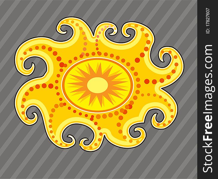 Cartoon sun symbol. Vector illustration.