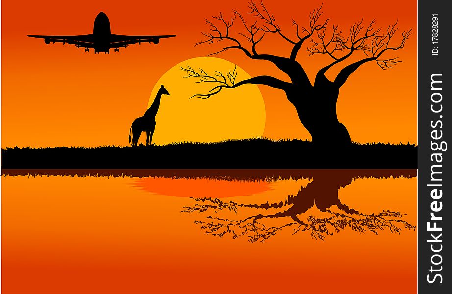 Illustration of travel to wildlife Africa. Illustration of travel to wildlife Africa